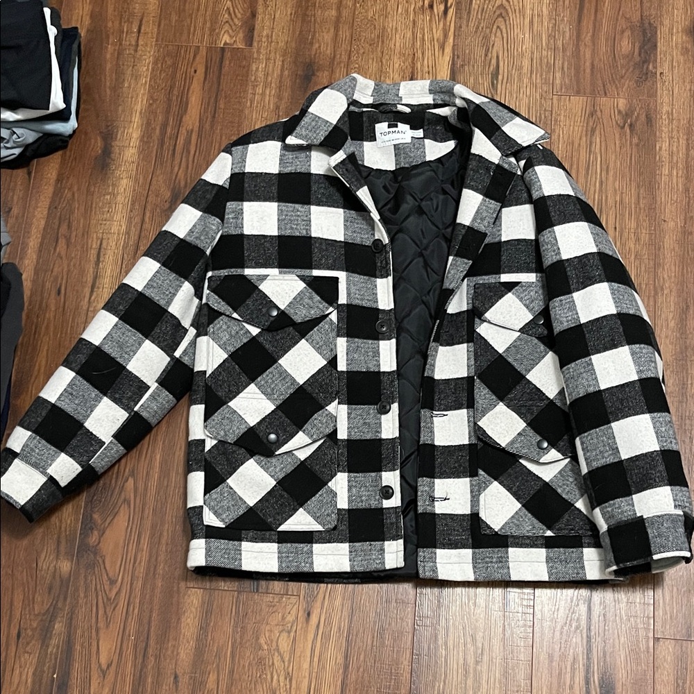 Topman Black and White Flannel Men's Jacket
